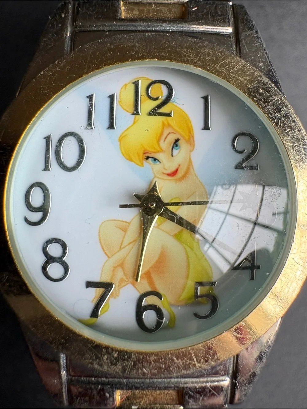 Tinker Bell Woman’s Vintage Two-Tone Character Watch - Silver & Gold